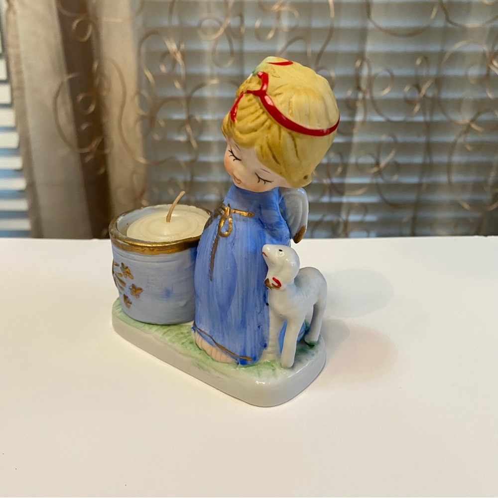 Vintage Jasco Christmas Luvkins Angel and Lamb Figurine Candle Holder, 1978 - Picture 2 of 12